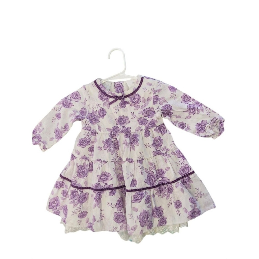 Koala Baby Boutique Purple Floral Long Sleeve Lace Dress 3-6 Months KB8564